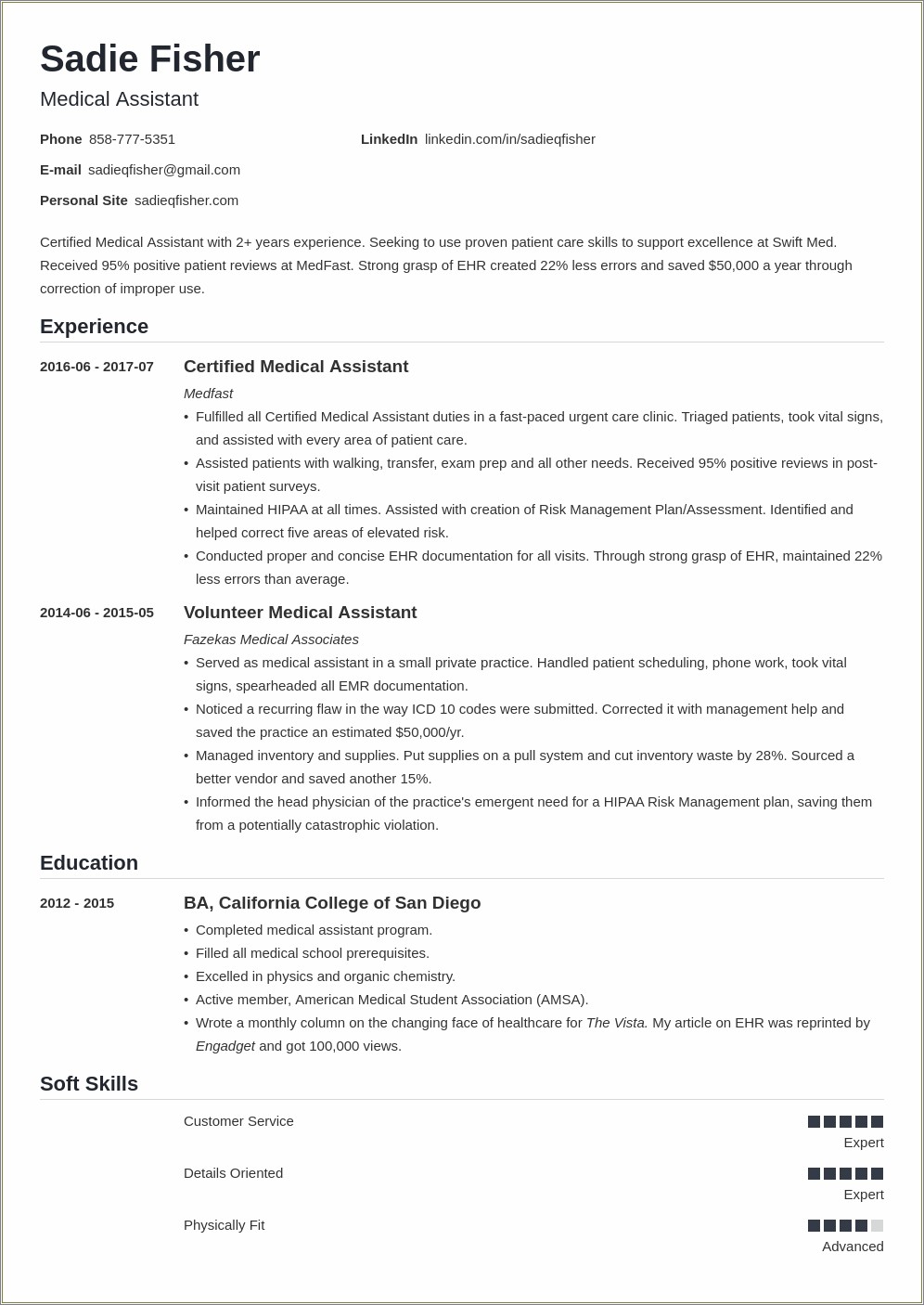 Objective For Part Time Medical Job Resume