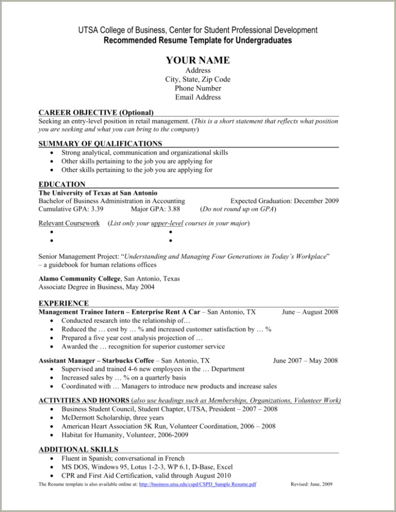 Objective For Resume Entry Level Retail