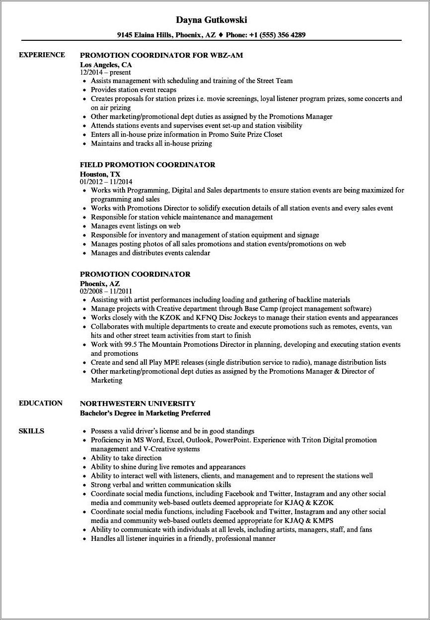 Objective For Resume Examples For Promotion