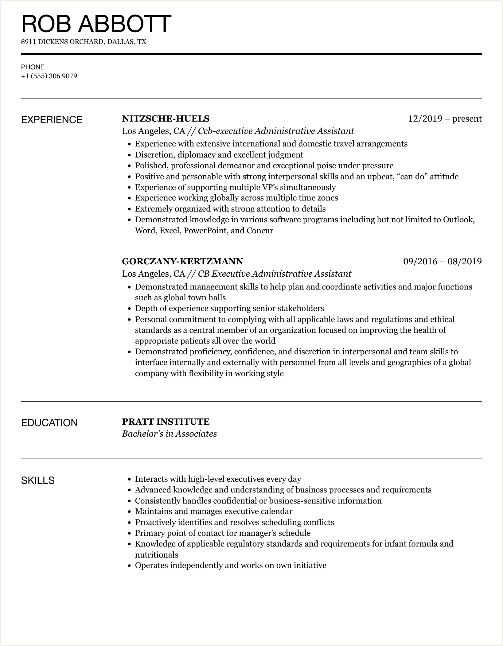 Objective For Resume Executive Administrative Assistant