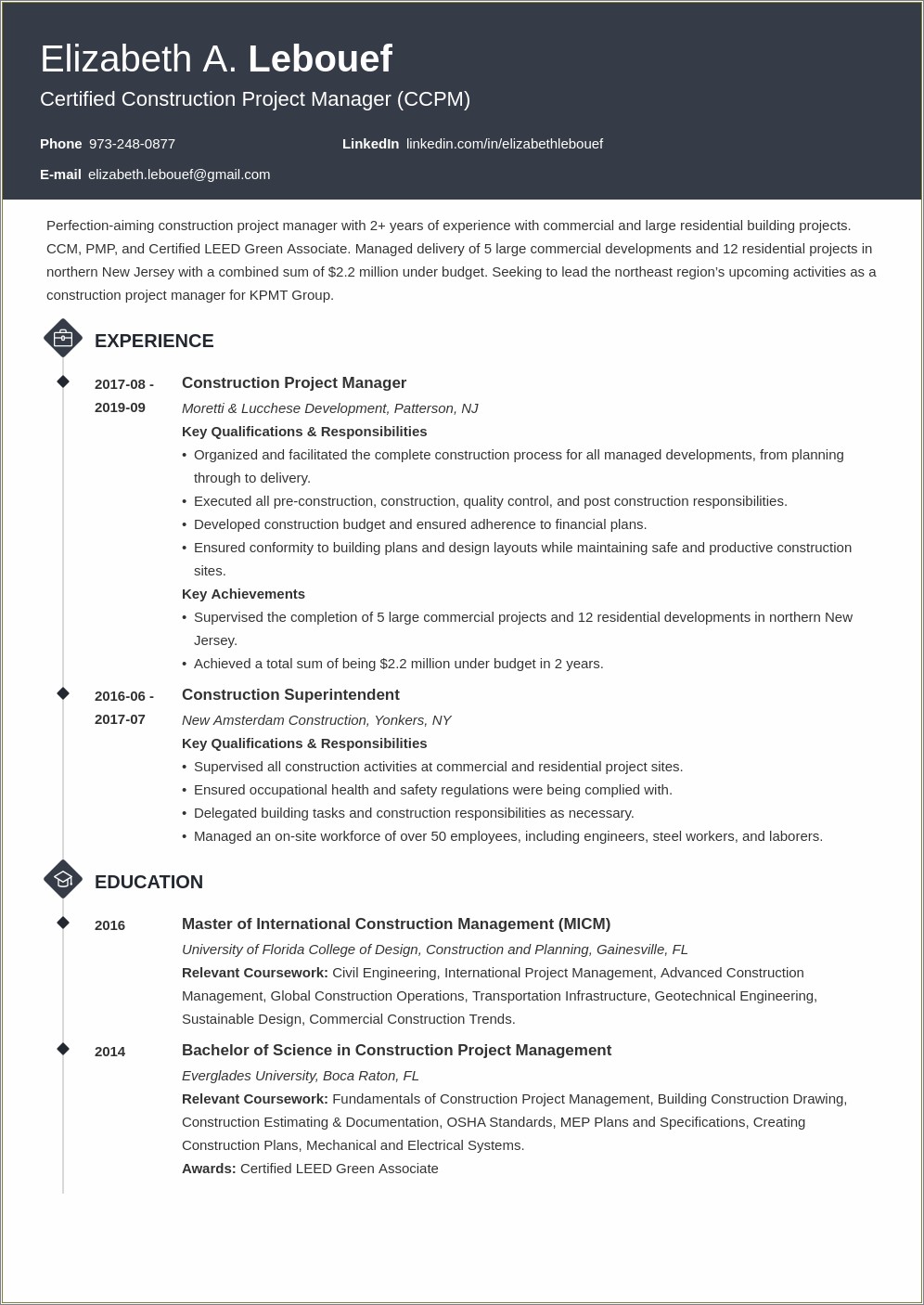 Objective For Resume For A Construction Project Coordinator