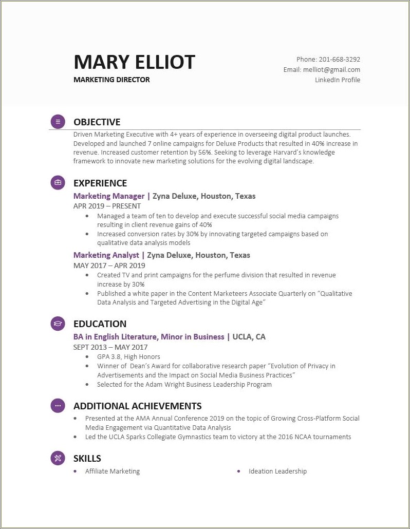 Objective For Resume For B School