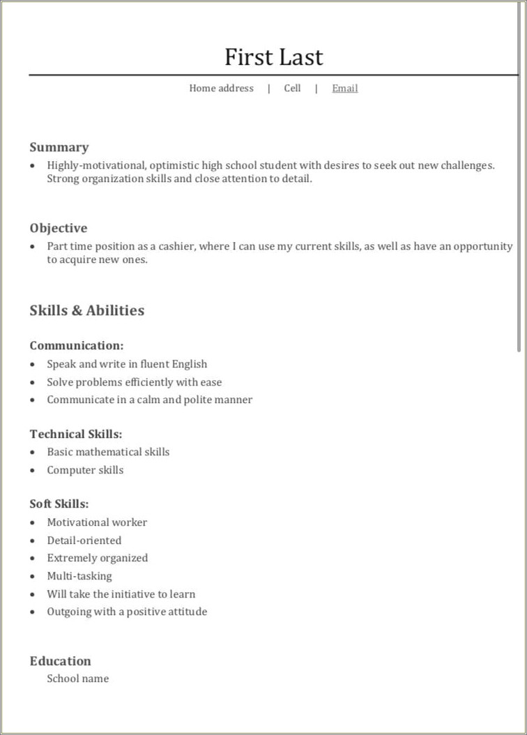 Objective For Resume For First Job