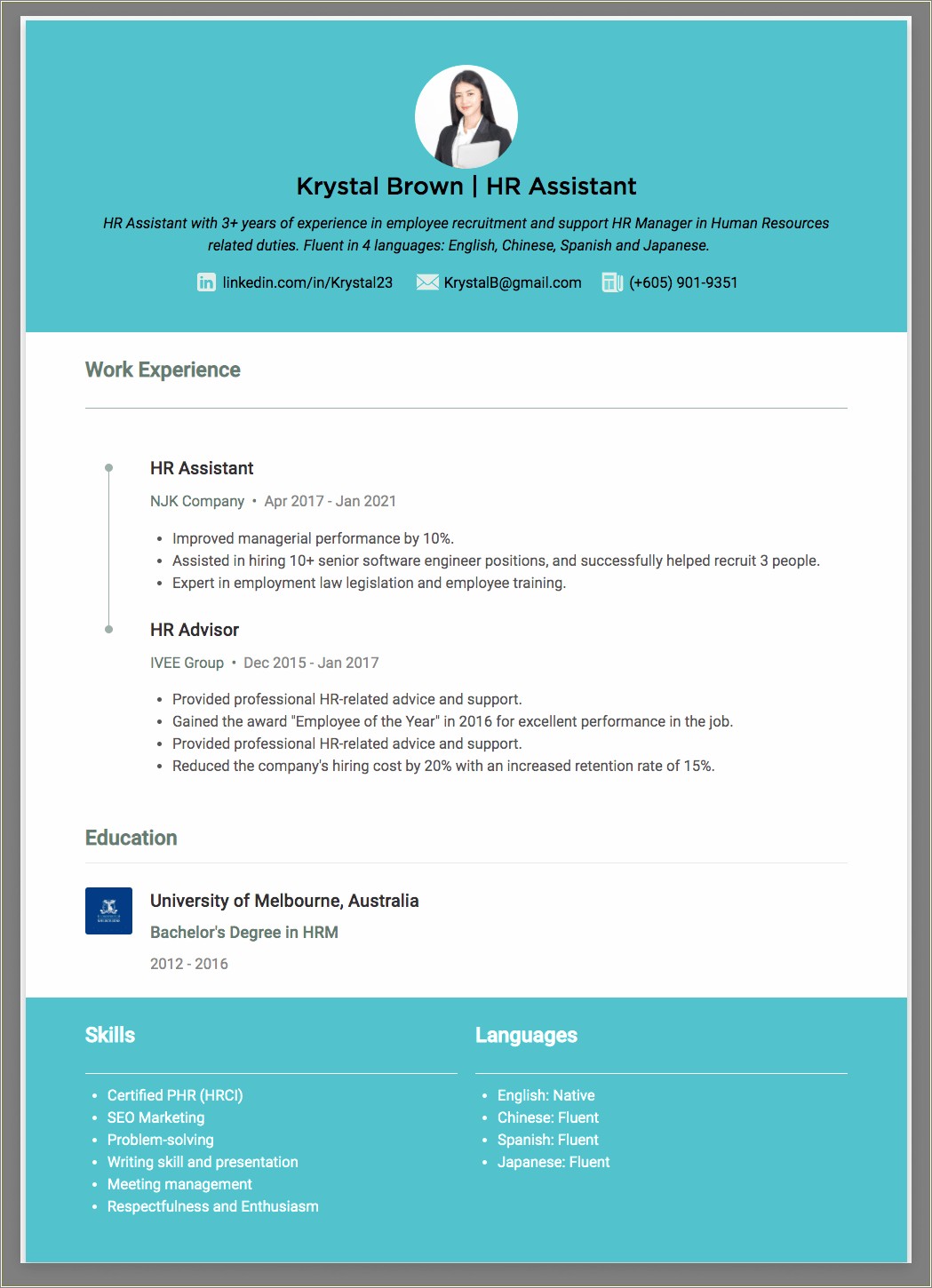 Objective For Resume For Hr Assistant