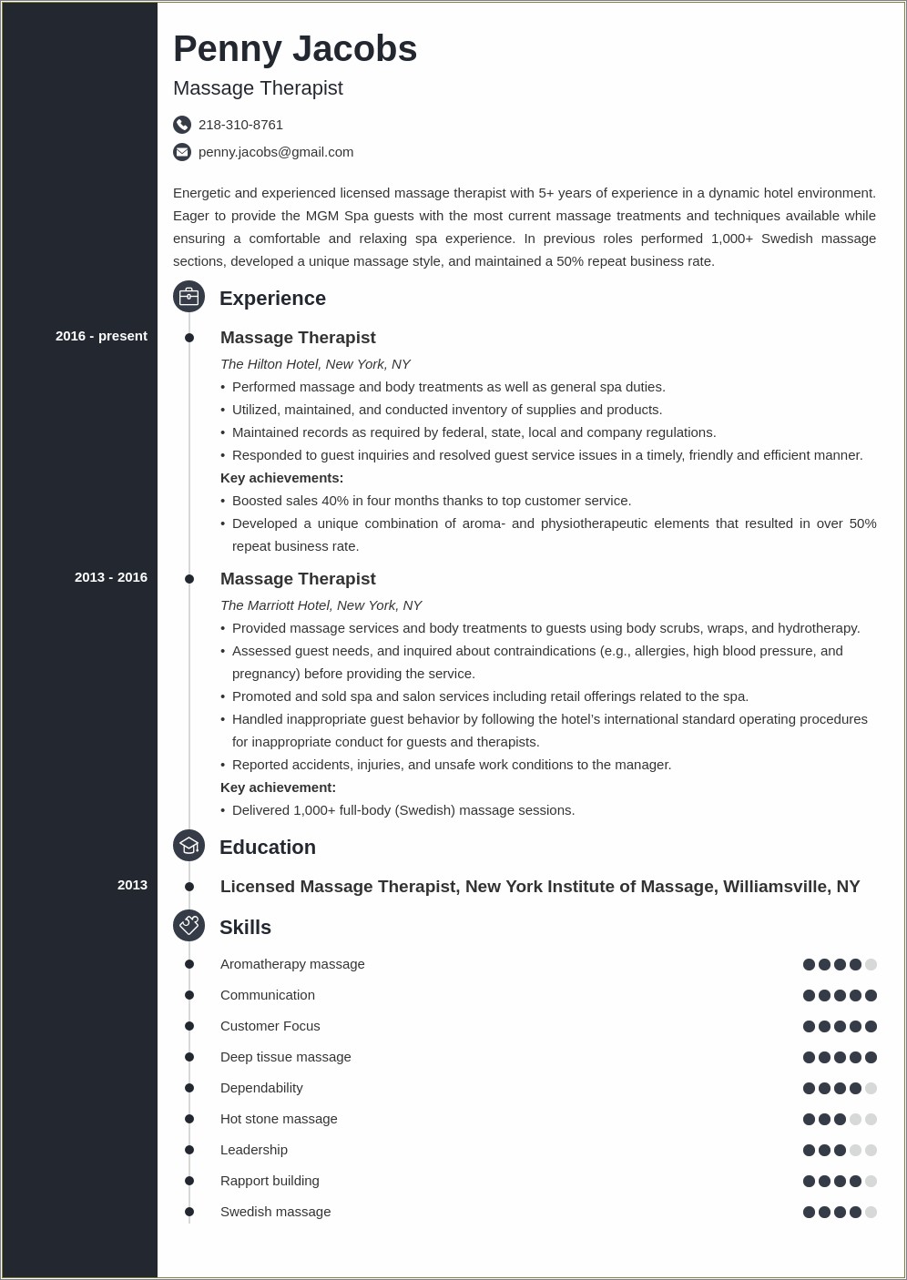 Objective For Resume For Massage Therapist