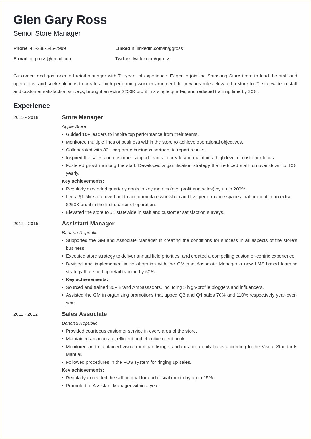 Objective For Resume For Retail Store