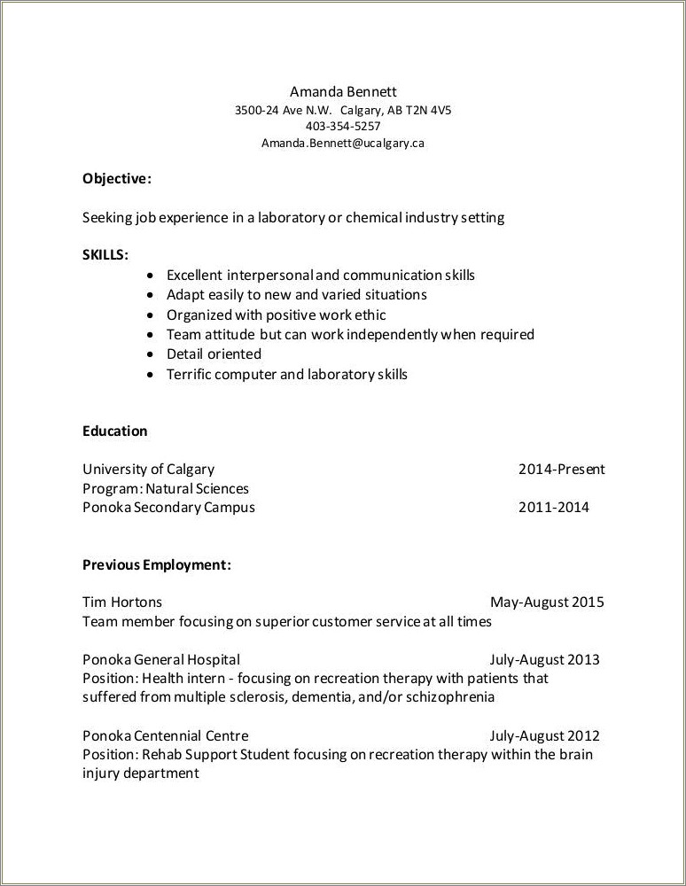 Objective For Resume General Counseling Internship