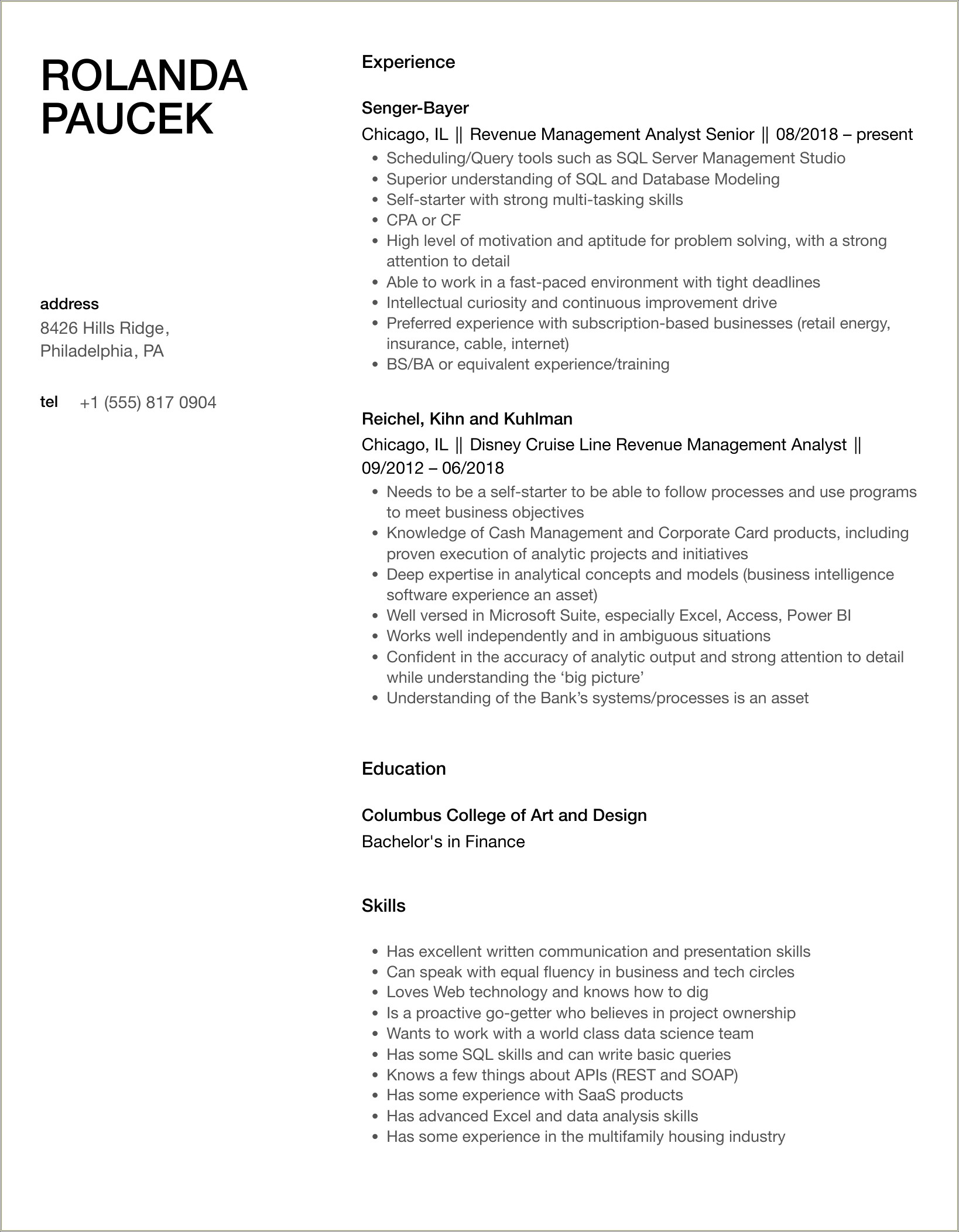 Objective For Resume Management Analyst In Revenue Cycle