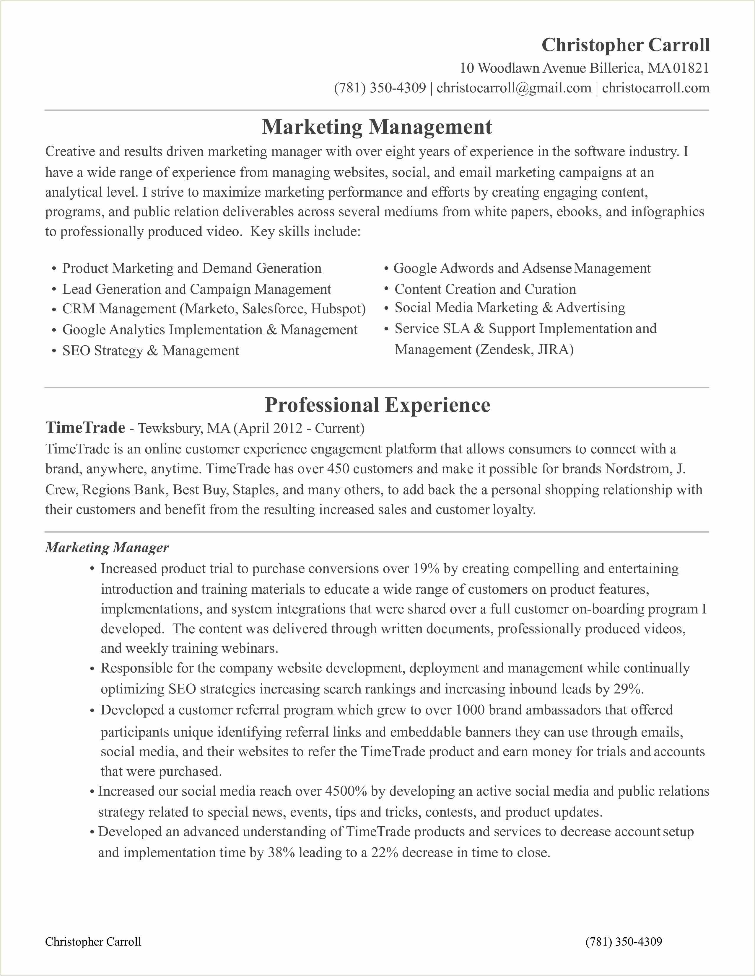 Objective For Social Media Marketing Resume