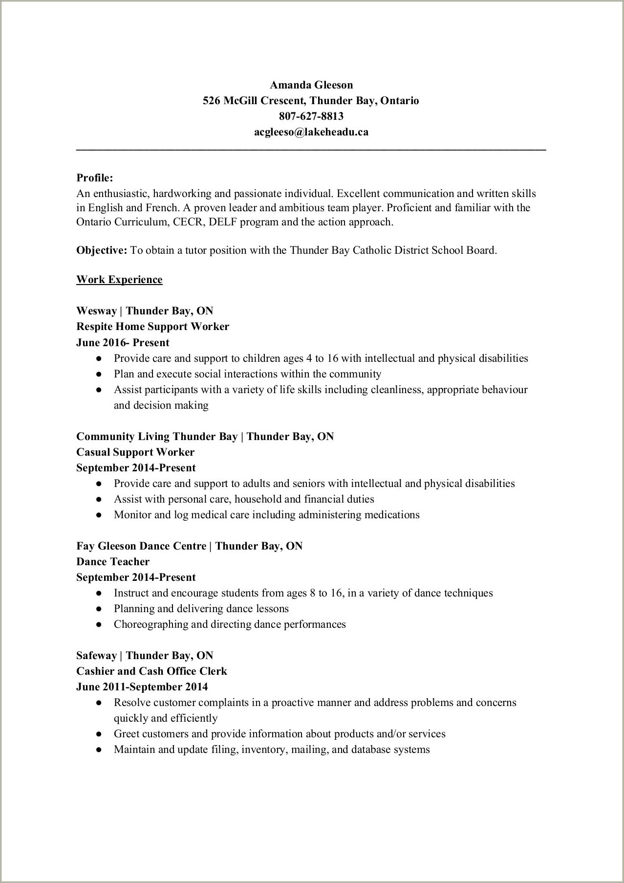 Objective For Supporting Senior Community In A Resume