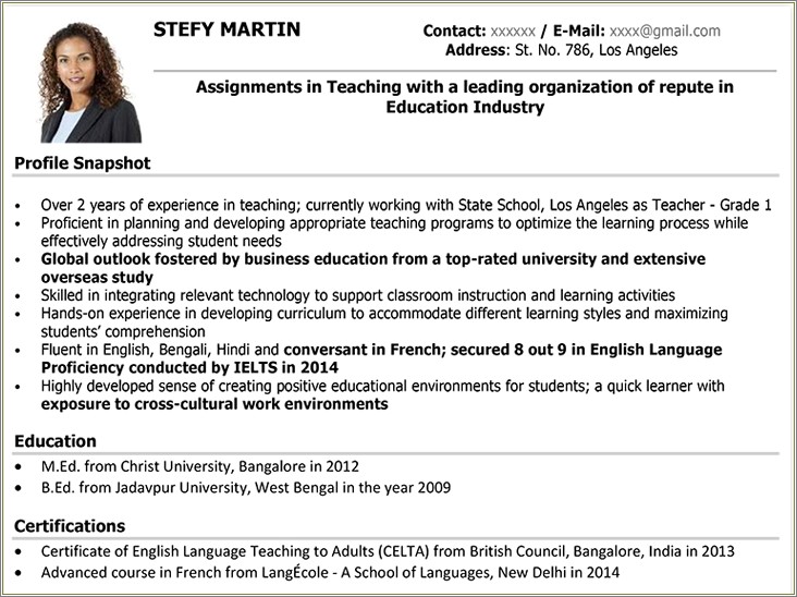 Objective In Resume For English Tutor