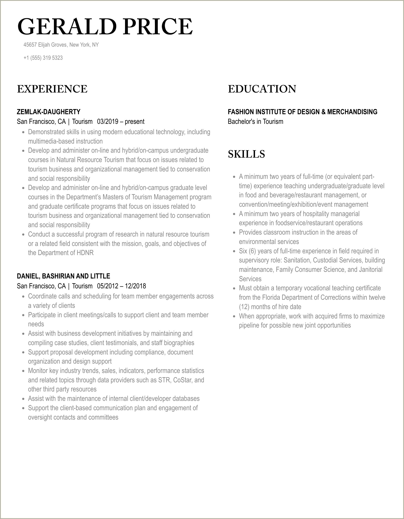 Objective In Resume For Ojt Tourism Students