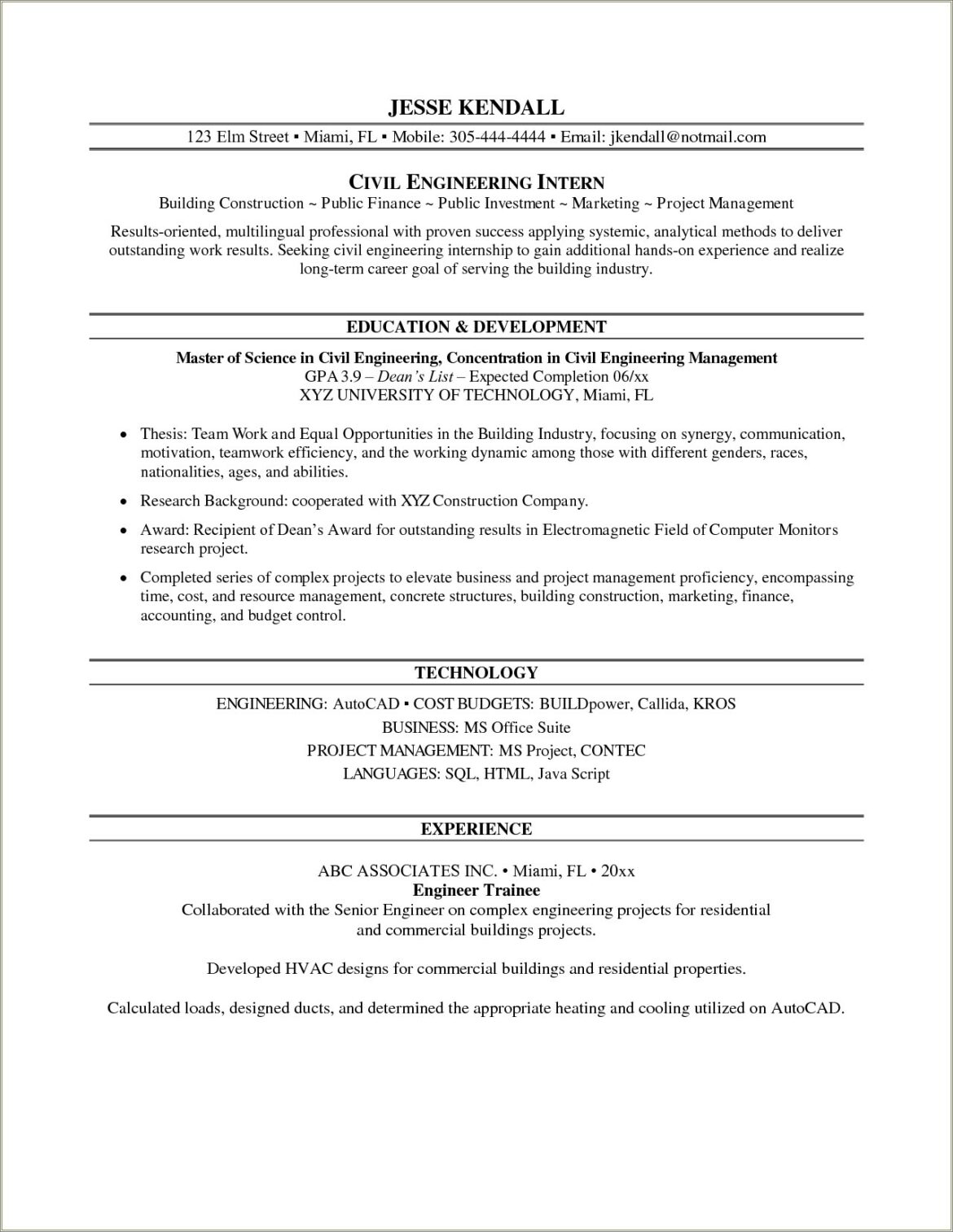 Objective In Resume For Senior Engineer