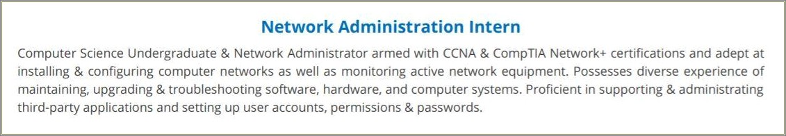 Objective Of A Resume For Computer Science Internship