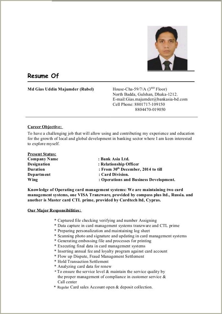 Objective On A Resume For A Bank Job