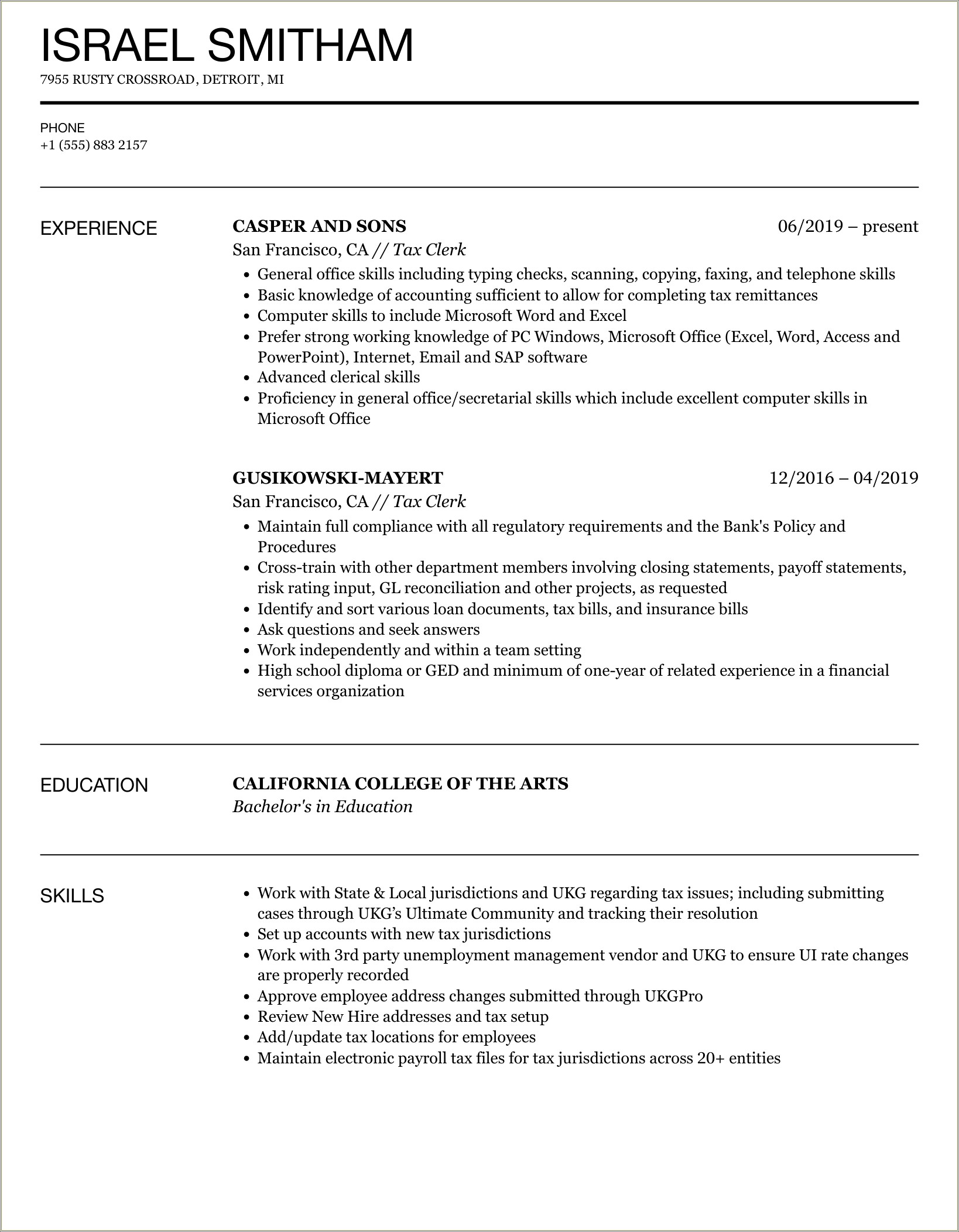 Objective On A Resume For A Deputy Clerk