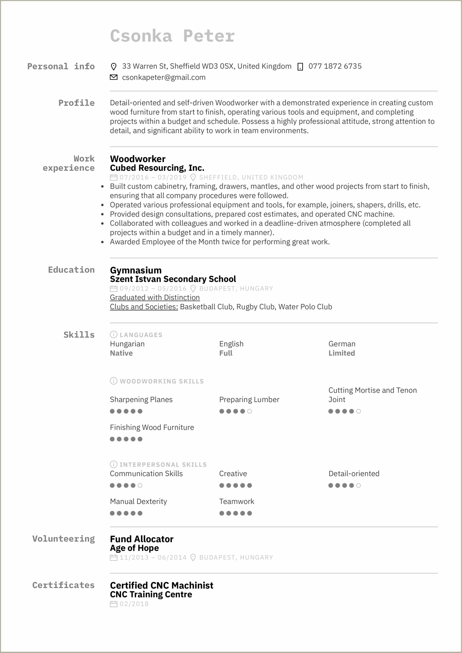 Objective On A Resume For Factory Work