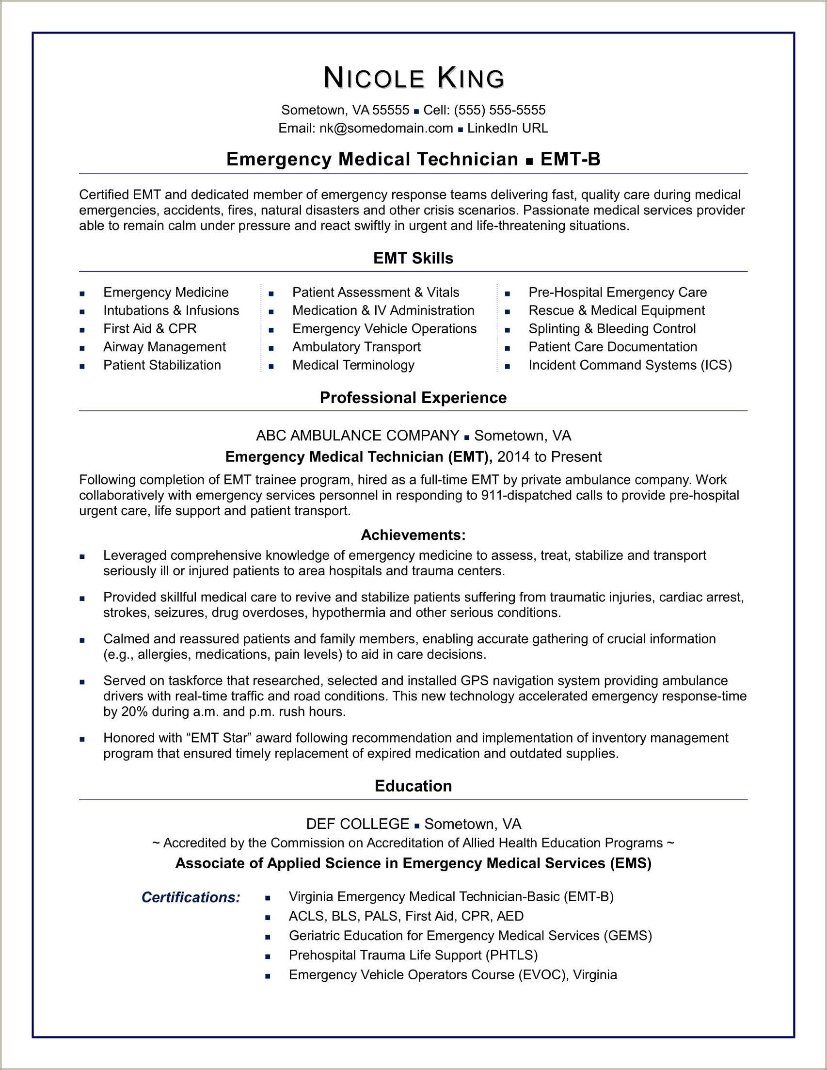 Objective On Resume Example For 911 Operator