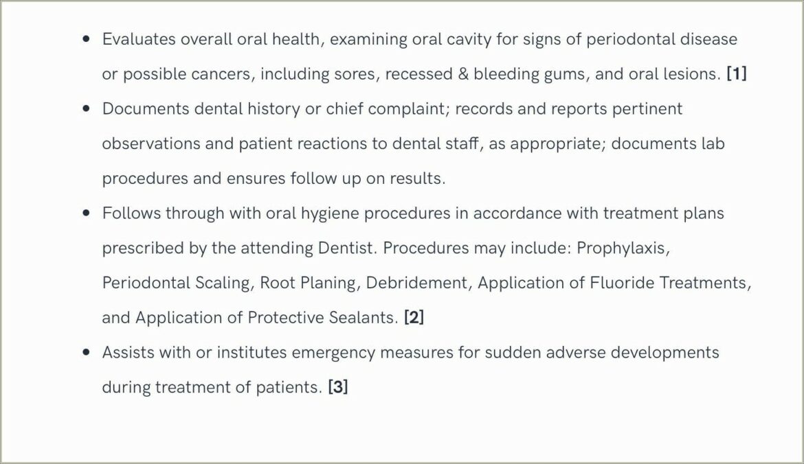 Objective On Resume For Dental School