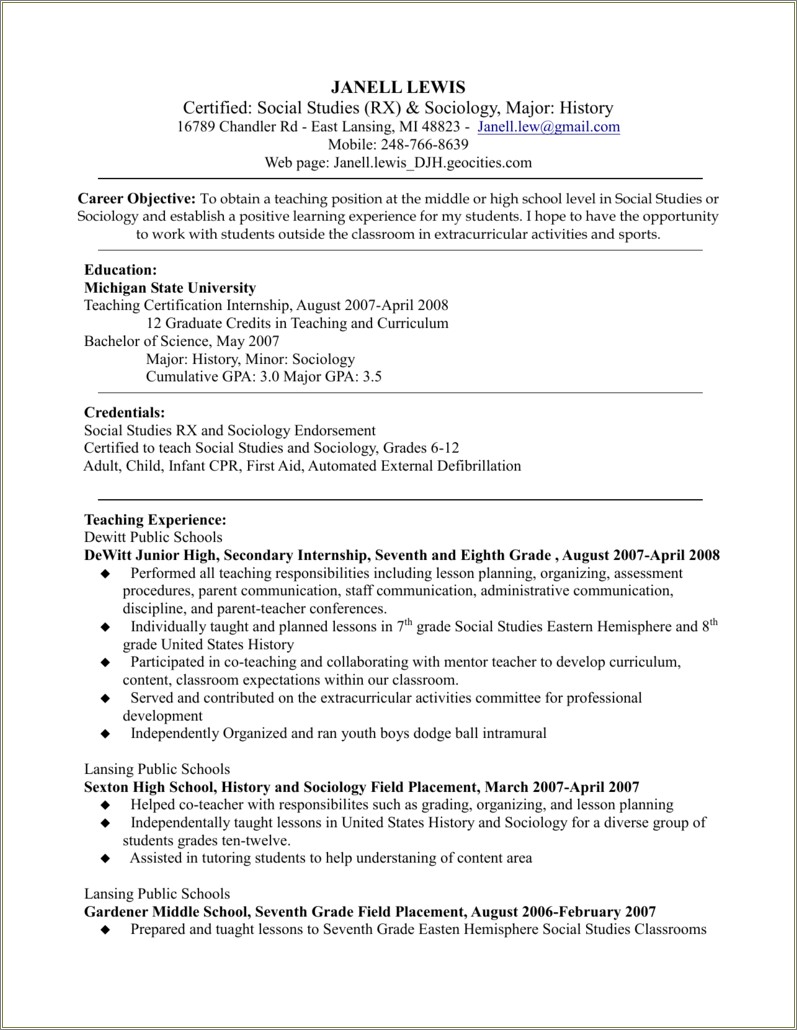 Objective On Resume For Diverse Job History