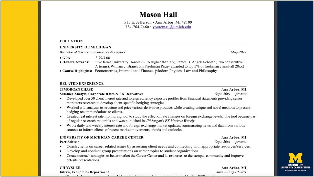 Objective On Resume For On Campus Job