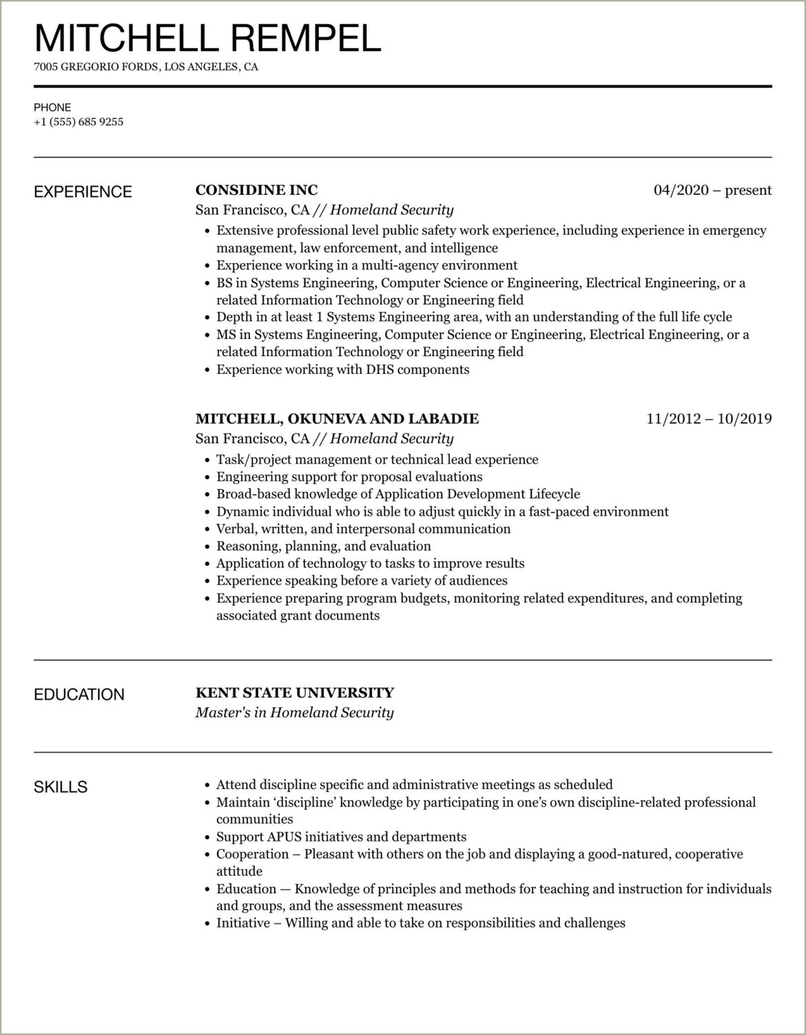 Objective On Resume For Security Position