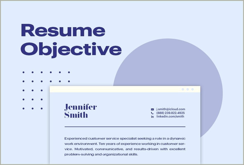 Objective Samples For Resume Customer Service