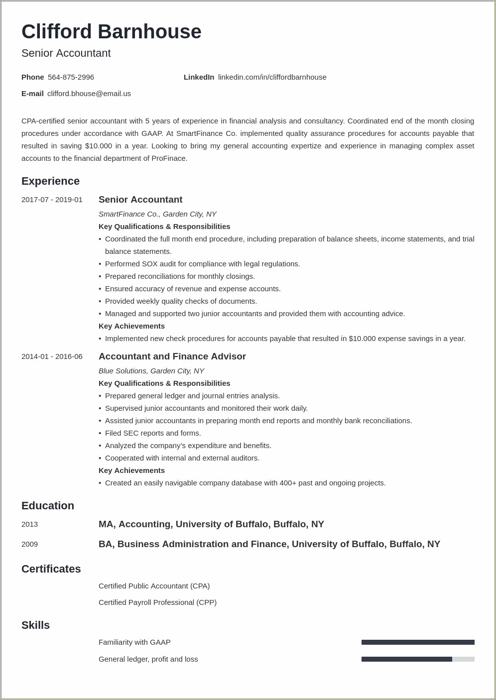 Objective Section Of Resume For Accounting