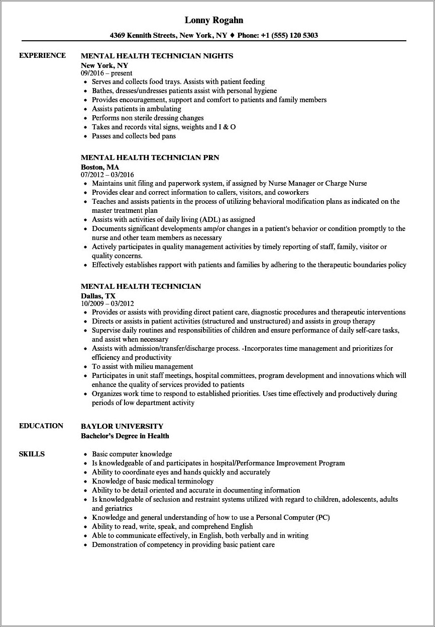 Objective Statement For Mental Health Resume