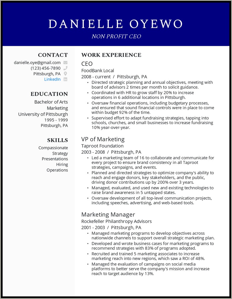 Objective Statement For Non Profit Resume