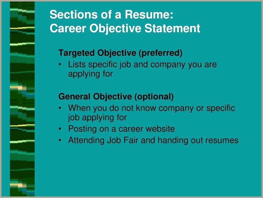 Objective Statement For Resume Job Fair