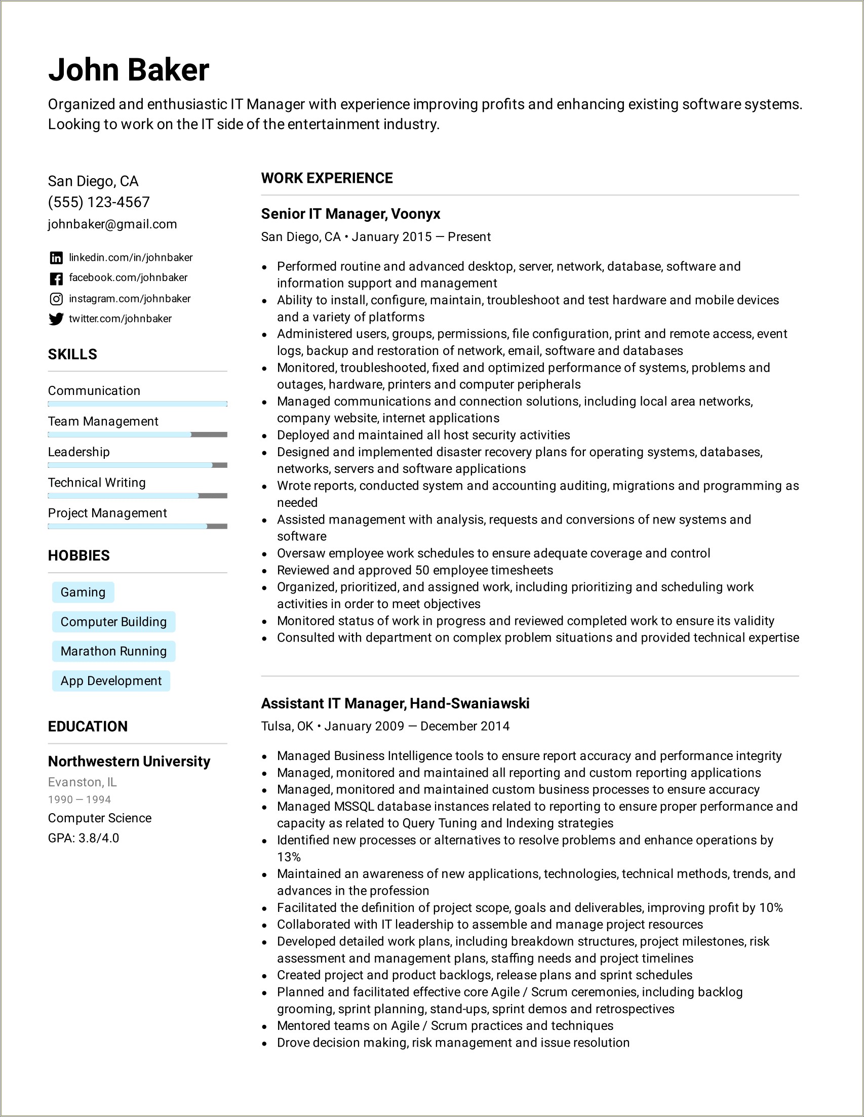 Objective Statement For Resume Technology Director