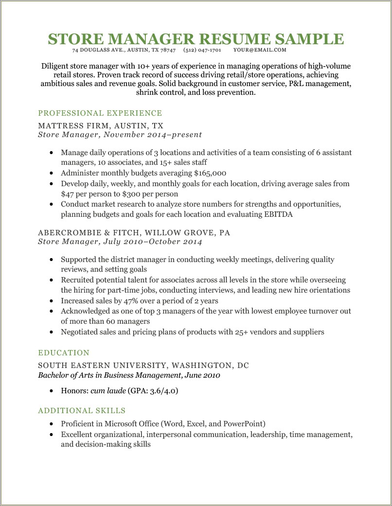 Objective Statement For Sales Manager Resume