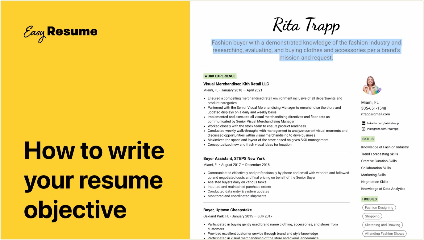 Objective Statement On Resume Example For Marketing