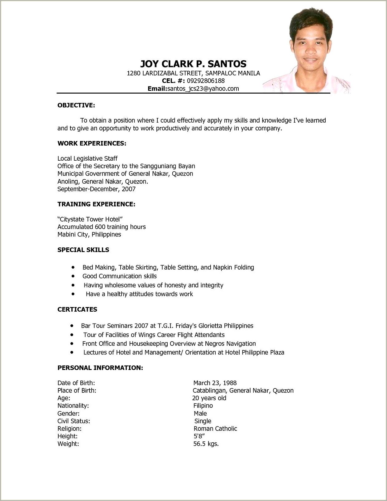 Objective To Put On Resume For Hotel Job
