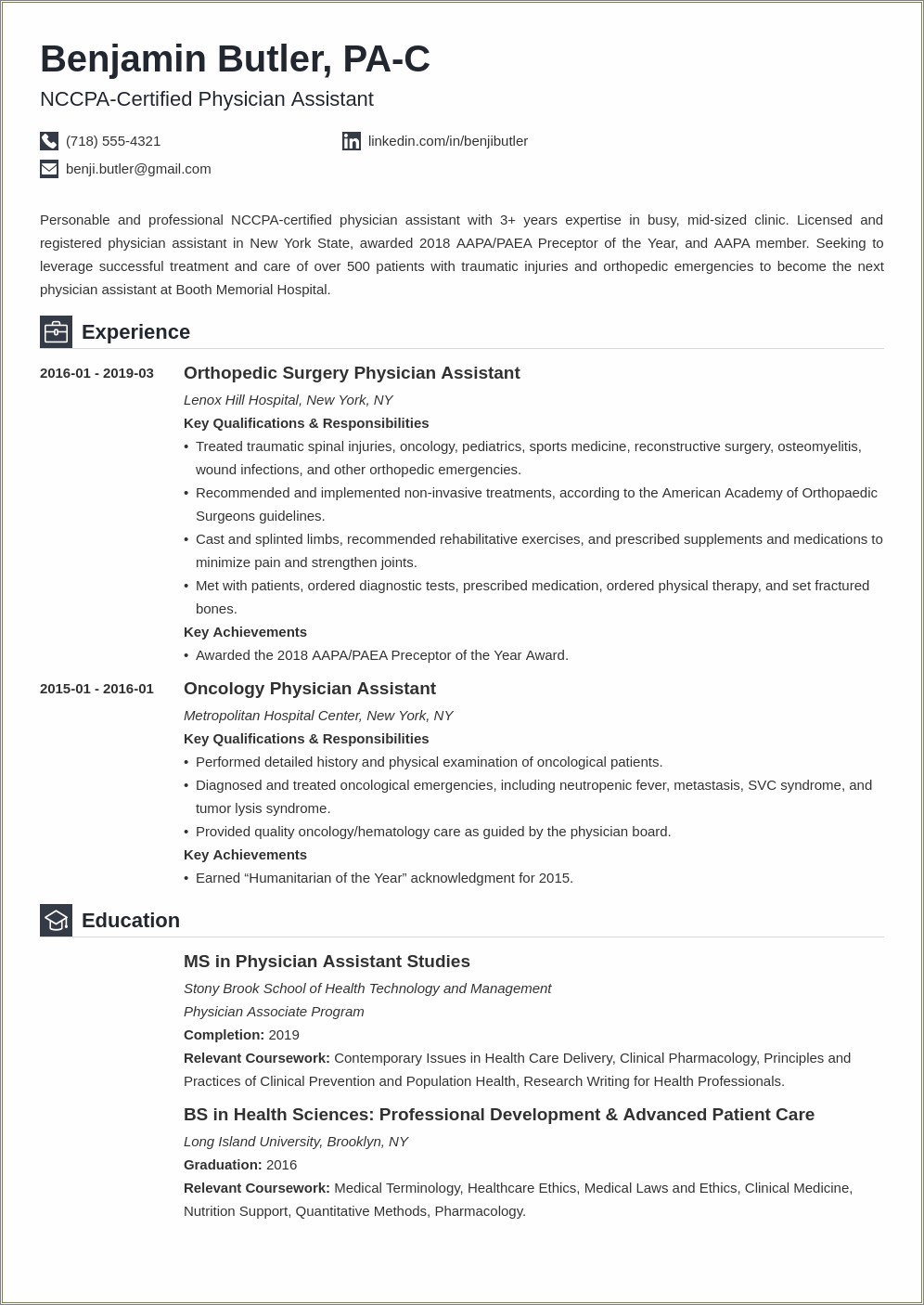Objectives For A Physician Assistant Resume