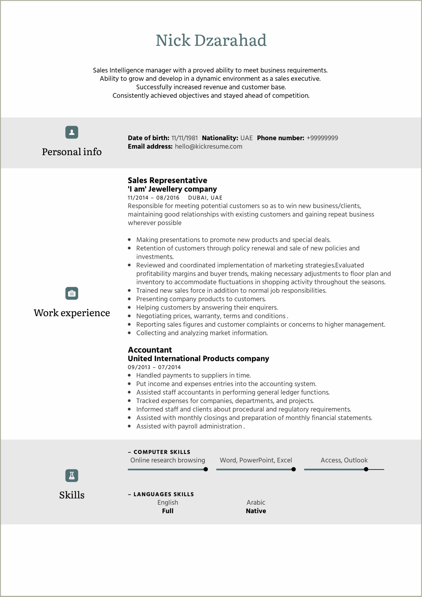 Objectives In A Resume For Sales