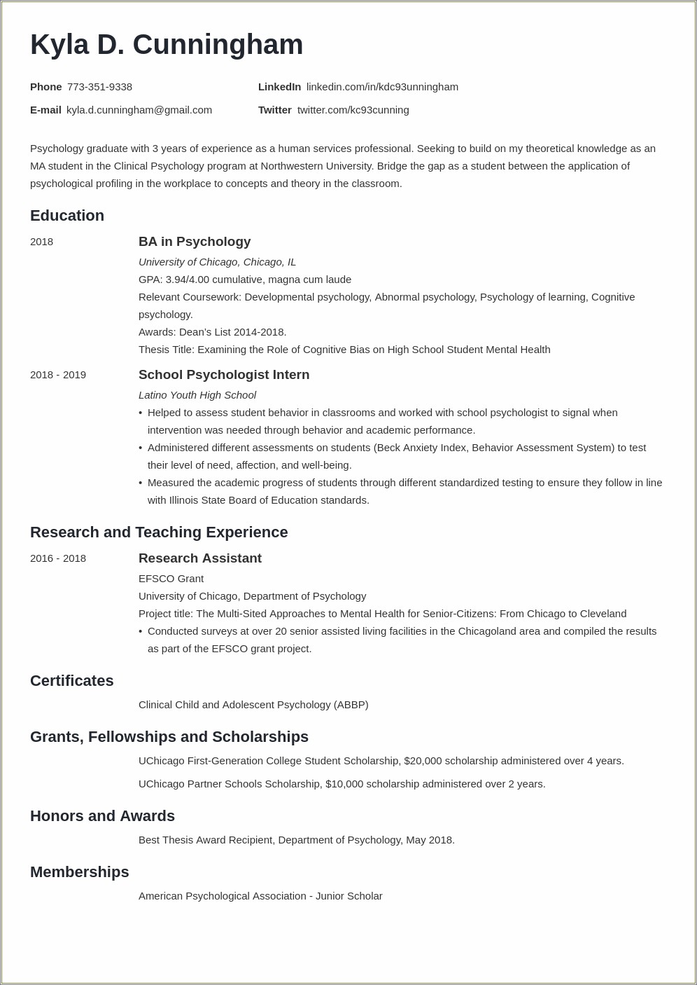 Objectives In Resume For College Student