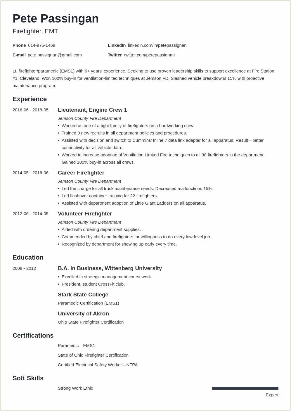 Objectives On A Resume For A Fire Fighter