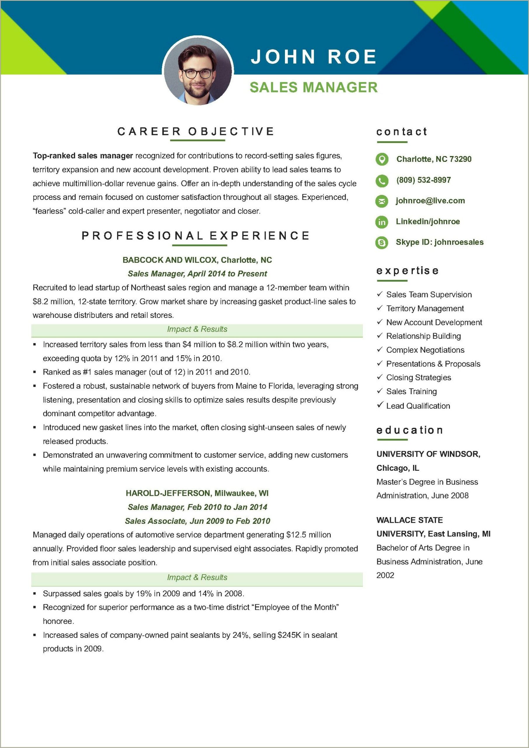 Objectvie For A Regional Sales Manager On Resume