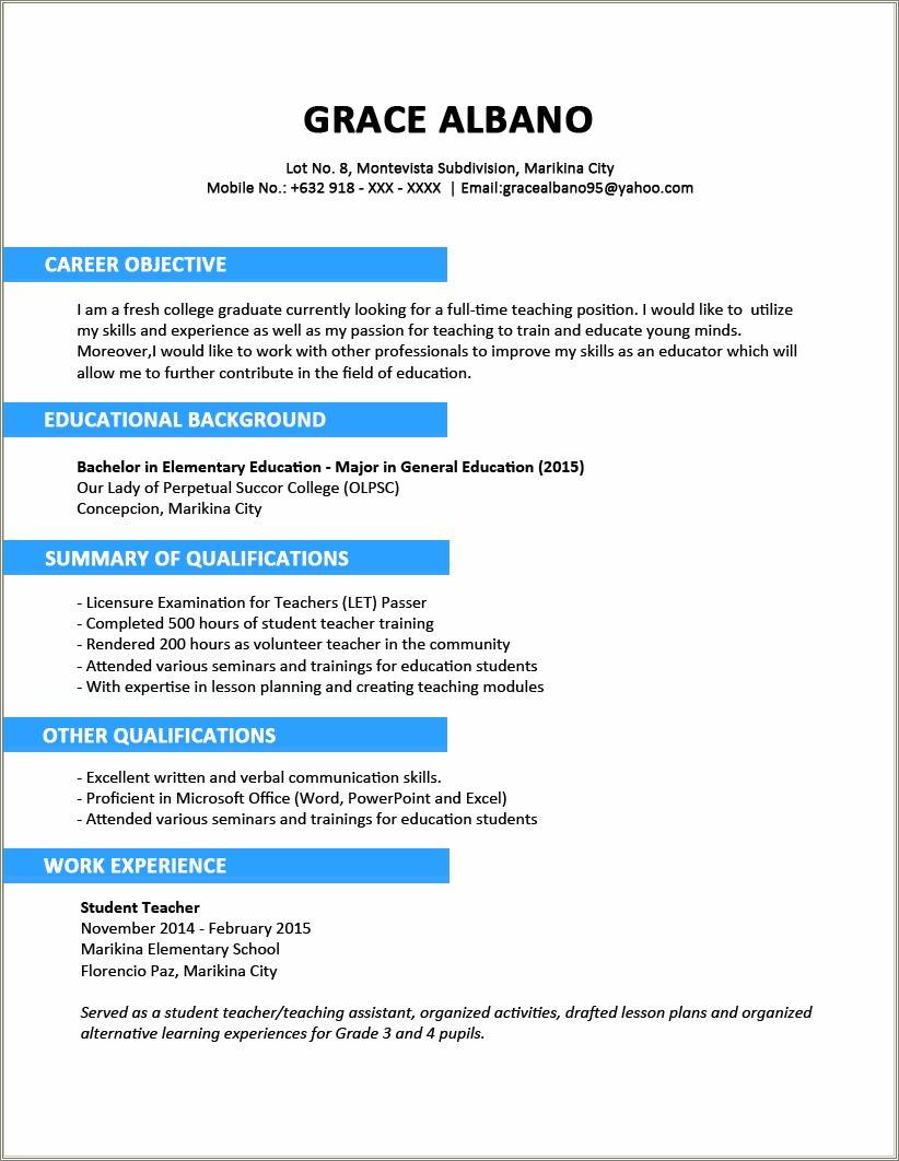 Obkective In A Resume For Graduate Shool Jobs
