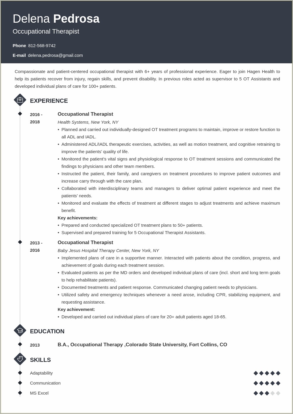 Occupational Therapist Job Description For Resume
