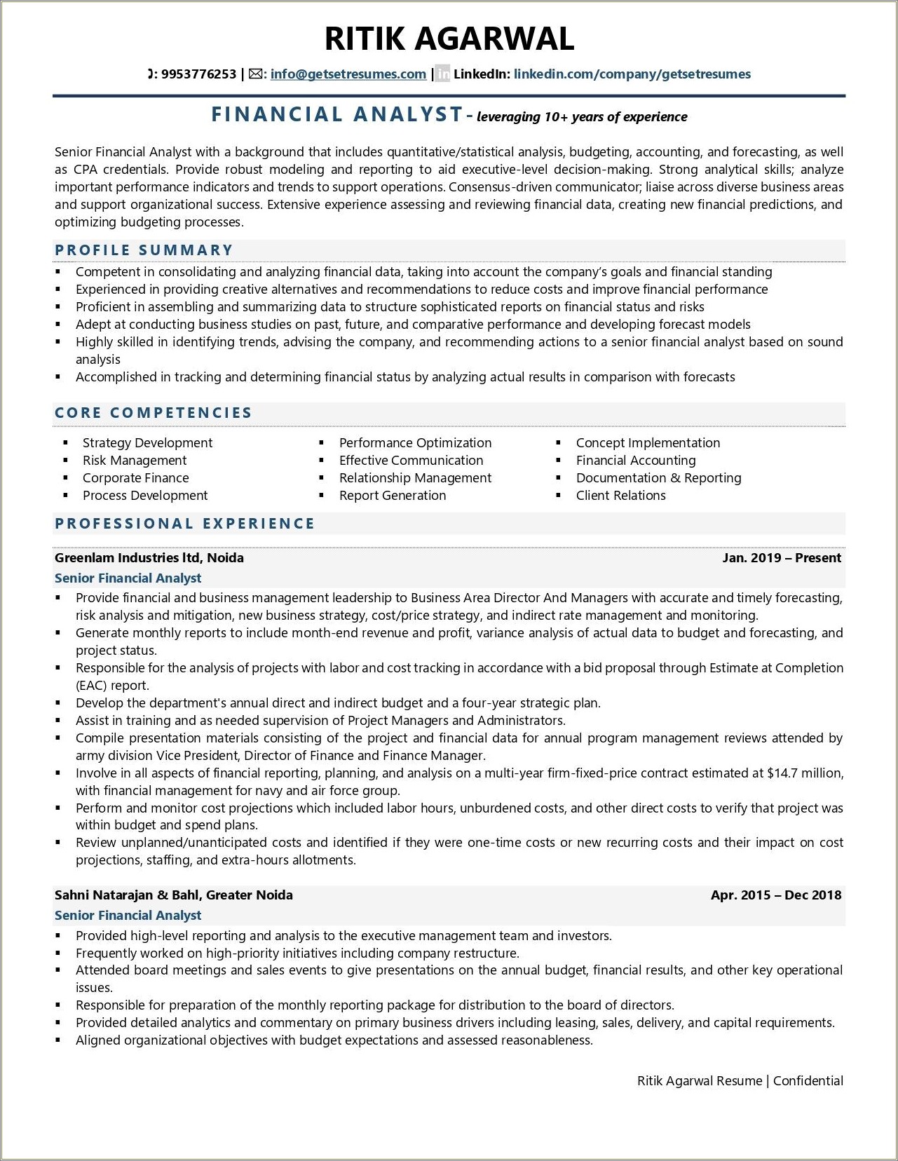 Oeprations Manager To Financial Analyst Resume