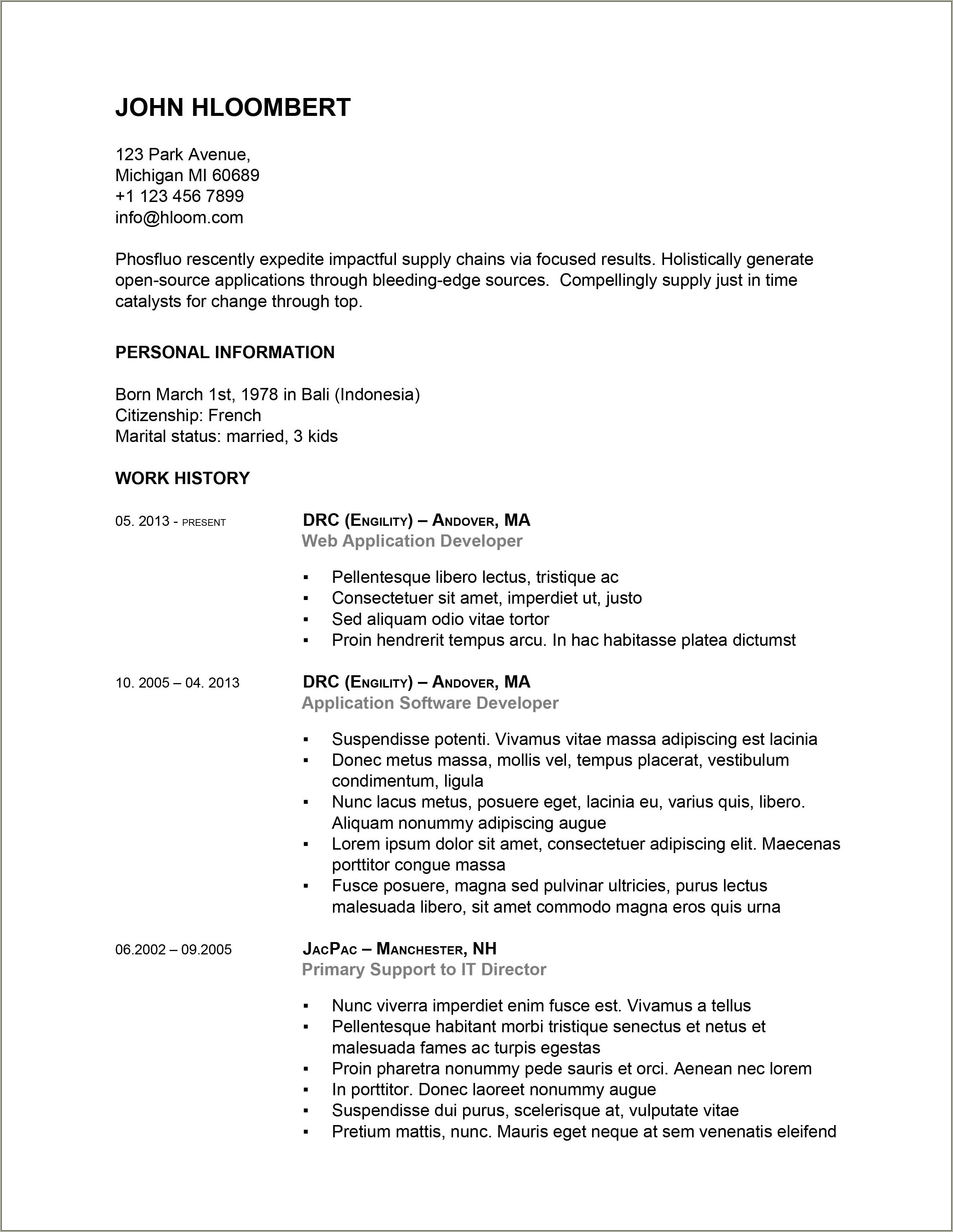 Office Boy Resume Format In Word Download