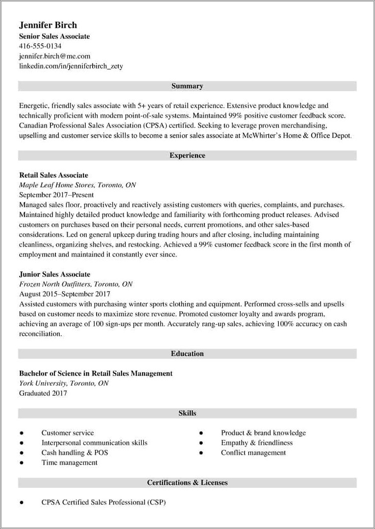 Office Depot Sales Associate Resume Samples