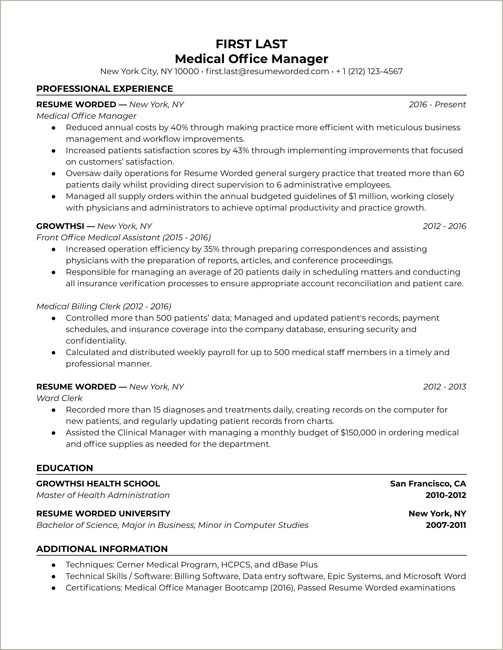 Office Manager And Administrator In Education Resume