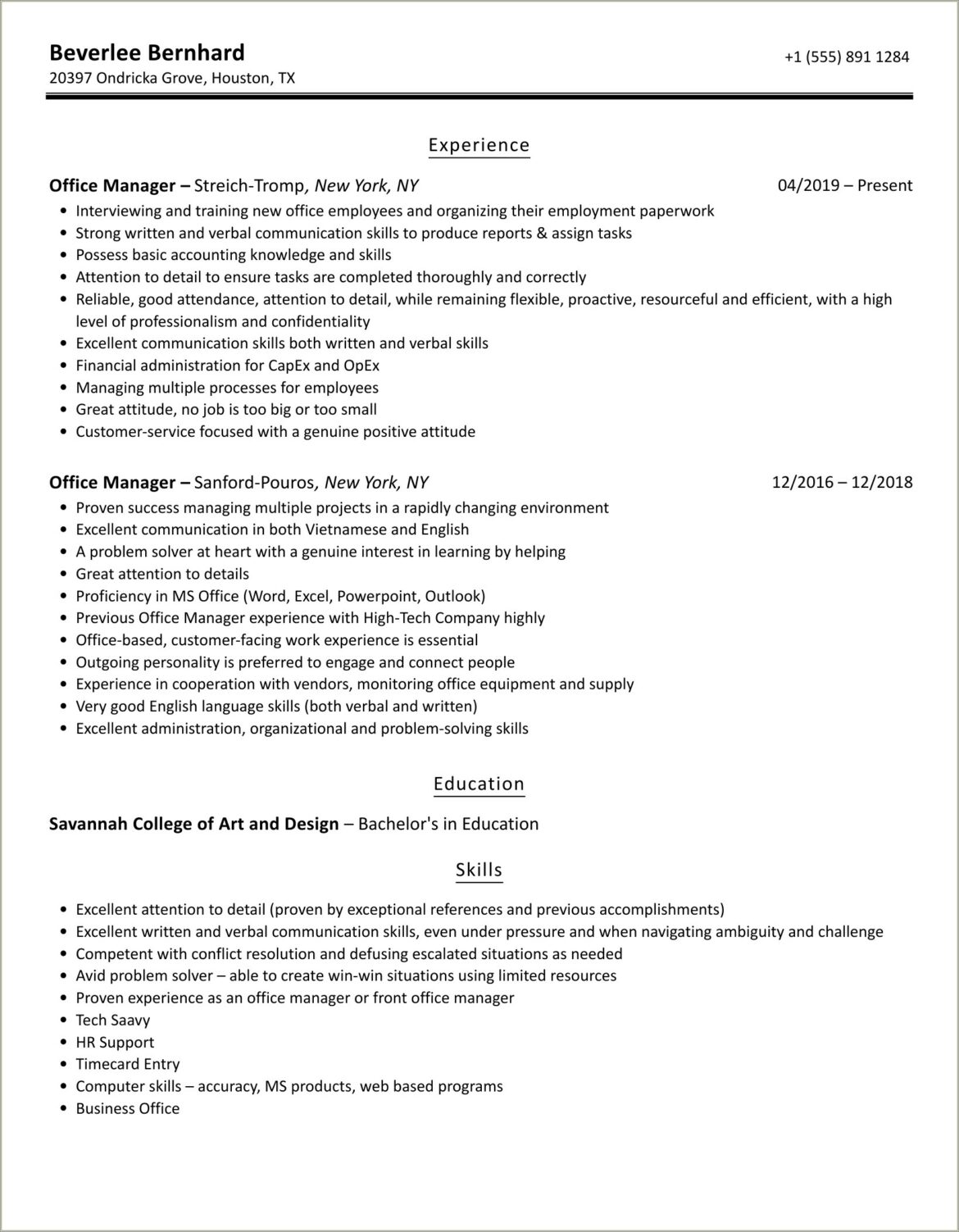 Office Manager For Law Firm Duties On Resume