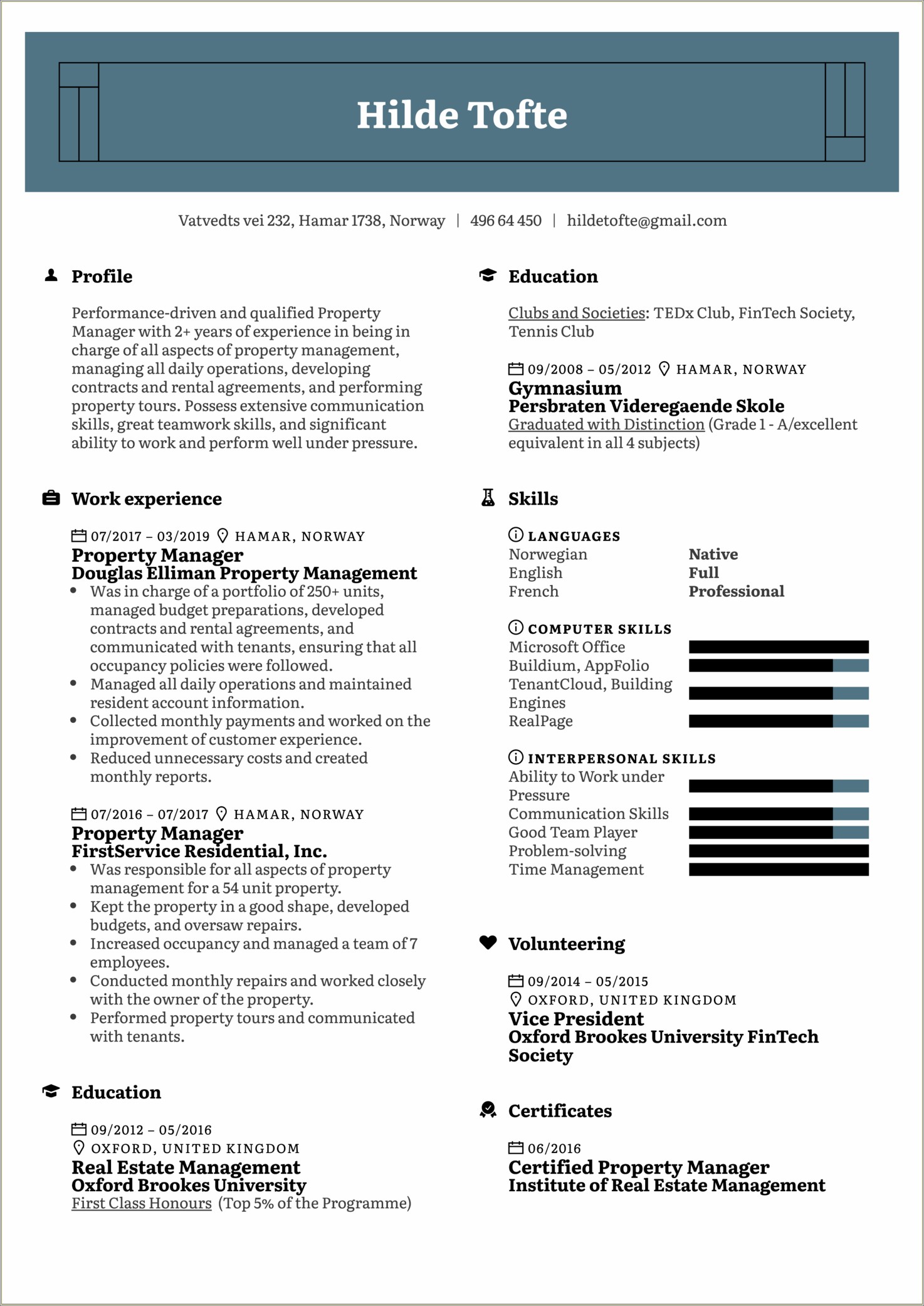 Office Manager Resume For Real Estate