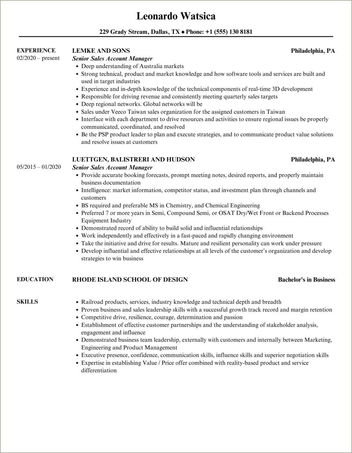 Oil And Gas Account Manager Resume