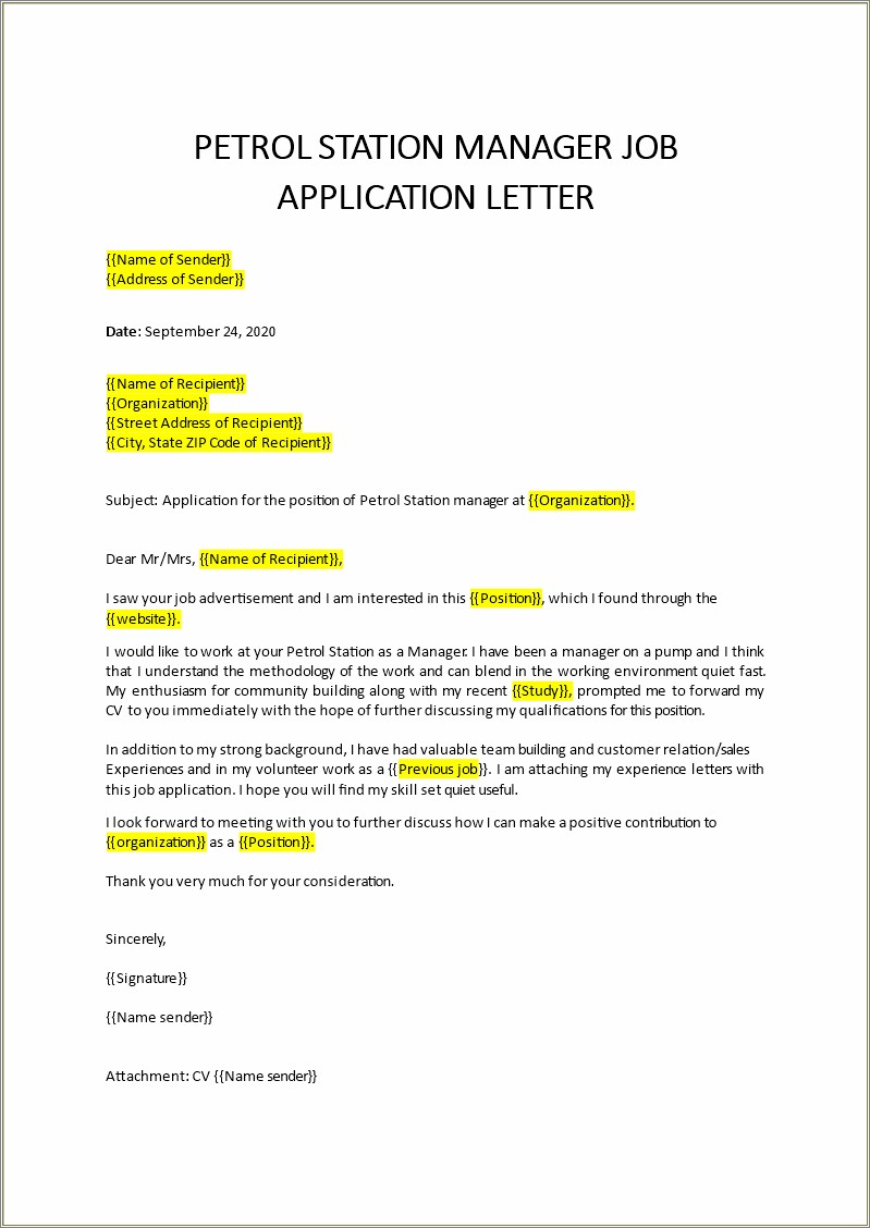 Oil And Gas Industry Resume Cover Letter Template